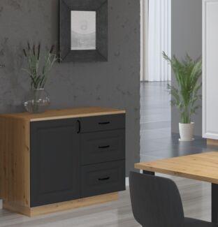 Kommode Stilo 100 cm Esszimmer Landhaus Grau Eiche Artisan Buffet Küche Anrichte
