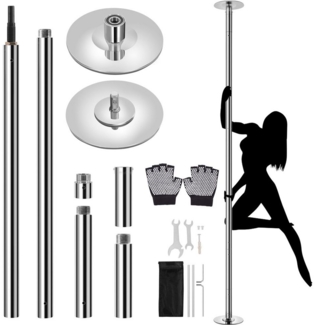 Yaheetech Pole Dance Stange, Tanzstange 45 mm, 225 bis 274,5 cm Höhenverstellbar, Strip Stange