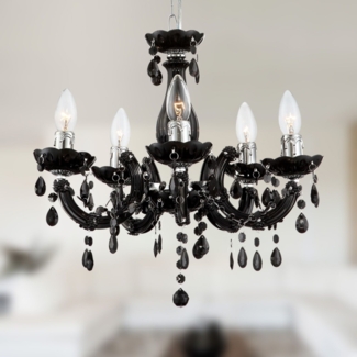 Kronleuchter Kristall Wohnzimmer Hängelampe Luster Schwarz Kristalle Luxus