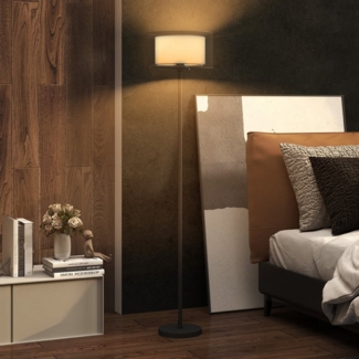 HOMCOM Stehlampe moderne Lampe mit Stoffschirm, Fußschalter, ohne Leuchtmittel, für Schlafzimmer, Wohnzimmer, 33 x 33 x 152,5 cm