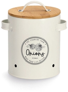 Vorratsdose Onions, weiß mit Bambusdeckel - Ø 14cm