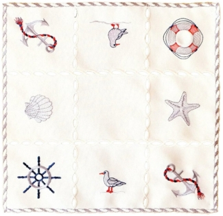 matches21 HOME & HOBBY Tischdecke Tischdeckchen NINA maritime Stickerei & Cutouts Polyester 30x30 cm (1-tlg), Pflegeleicht & waschbar bei 30 °C
