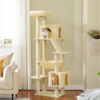 Purpurra Kratzbaum mit großer Höhlen und Hängematte, 143 cm/180 cm