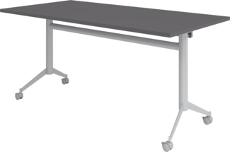 bümö Klapptisch graphit 160 x 80 cm klappbar & fahrbar, klappbarer Schreibtisch auf Rollen, Klappschreibtisch, Tisch klappbar, Klappbarer Tisch, Klapptisch Holz-Platte, Gestell stabil aus Metall, KF16-G