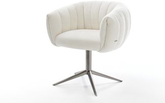 Drehstuhl Jada-Flex Bouclé Soft Beige Fußkreuz Graphit 360° drehbar Wippfunktion Taschenfederkern