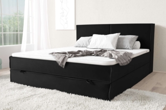 99rooms Samson Boxspringbett 120x200 cm Velours KRONOS Schwarz Bonnel-Federung