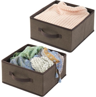 Aufbewahrungsbox Stoffbox 2er Set mit Griff mDesign aus Kunstfaser Braun Box