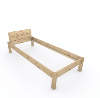 Pfostenbett "metallarm" Zirbe Holzbett "Daybett" 90 x 210cm 38cm Einzelbett