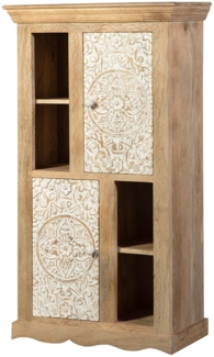 Badmidischrank 67x115cm 'Tibet' Mango natur & weiß antik
