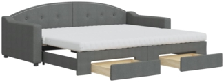 vidaXL Tagesbett Ausziehbar mit Schubladen Dunkelgrau 90x200 cm Stoff 3197585
