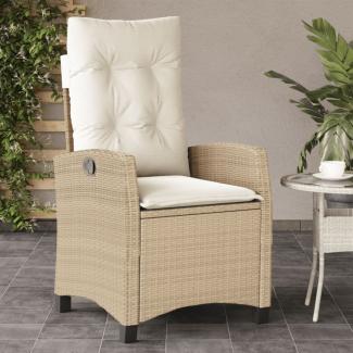 vidaXL Gartensessel mit Kissen Verstellbar Beige Poly Rattan 365212