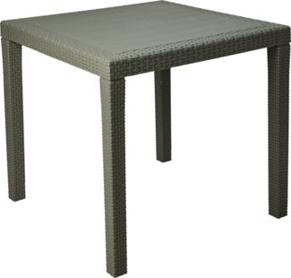 Progarden Gartentisch Balkontisch Terrassentisch Rattanoptik Bistrotisch 80x80cm Grün (1-St), UV-Beständig, Robust, Wetterfest, Made in Italy, Hochwertig