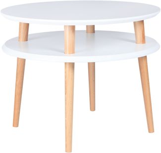 Ragaba Couchtisch, MDF & Buche Massivholz, Ø 57x45 cm, Weiß