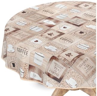 ANRO Tischdecke Wachstuchtischdecke Gartentischdecke Wachstischdecke (Einzelstück 1-tlg), Glatt Rund 100cm wasserabweisend mit Saum