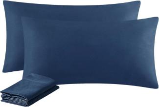 2er Set Blauer Kissenbezug 40x80 Mikrofaser Weich Reißverschluss Pillow Cover