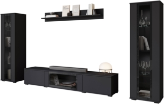 Wohnwand Clarkoy I (Farbe: Schwarz, ohne Beleuchtung)