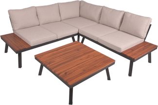 Gartenloungeset JULIE 4tlg. - Akazie, Beige | Gartenmöbel Set Garten Loungegruppe Lounge-Set Pool Loungegarnitur