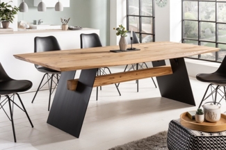 riess-ambiente Esstisch GRAND OAK 200cm natur / schwarz (Einzelartikel, 1-St), Massivholz · Metall · 3,6cm Tischplatte · Eiche · Industrial Design