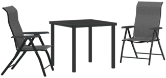 vidaXL Garten Essgruppe 3 pcs Grau Poly Rattan 3379275