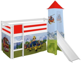 Lilokids Hochbett Kinderbett JELLE mit Rutsche & Turm FEUERWEHRMANN SAM LILOKIDS 90x200