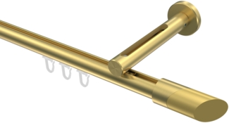 Innenlauf-Gardinenstangen-Set Siteno Verano 300 cm (geteilt in 3x100 cm), 1-läufig, 20 mm Ø Messing-Optik