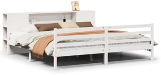 vidaXL Massivholzbett mit Regal ohne Matratze Weiß 200x200 cm Kiefer 3322212