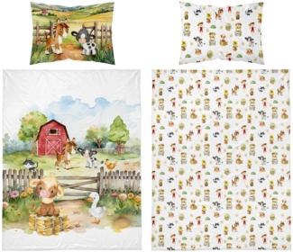 Detexpol Babybettwäsche Set Traktor Bauernhof 2tlg. 100% Baumwolle Größe: 100x135 cm, 40x60 cm, Baumwolle, 2 teilig