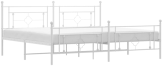 vidaXL Bettgestell mit Kopf- und Fußteil Metall Weiß 200x200 cm 374413