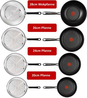 Tefal E89712 Jamie Oliver Pfannenset- Pfanne 20cm, 24cm, 26cm, Wok 28cm mit Deckel 7 tlg