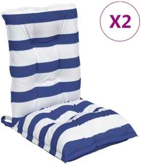 vidaXL Niedriglehner-Auflagen 2 Stk. Blau Weiß Gestreift Oxford-Gewebe 377716