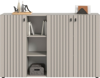 INOSIGN Schuhschrank TATIO, Breite 150 cm, Rillenoptik, offene Fächer, 3 Türen (1-St) Garderobenschrank, Flurkommode, Kommode, Schuhschrank