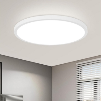 Nettlife LED Panel Deckenlampe Flach Rund Flurlampe Weiß Küchelampe 18/24W, LED fest integriert, Kaltweiße, für Schlafzimmer Küche