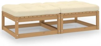 vidaXL Garten-Fußhocker mit Kissen 2 Stk. Massivholz Kiefer 3076282