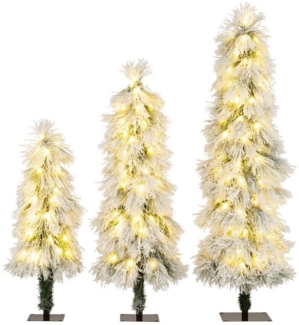 COSTWAY Künstlicher Weihnachtsbaum, 3er Set 90/120/150cm mit Schnee & LED