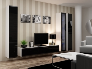 99rooms Set Vago II A Wohnwand Weiß Schwarz