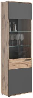 Vitrine Mason - Nox Oak / Basalt Grau mit Glasbodenclips