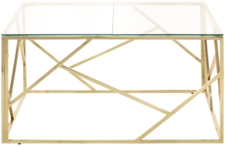 vidaXL Couchtisch Golden Edelstahl und Hartglas 349954