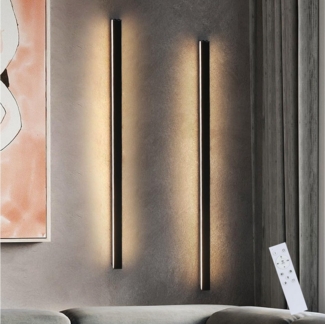 ZMH LED Wandleuchte Innen Schwarz 60/80/100CM Wandlampe 3000K Modern Flur Schlafzimmer, Hochwertige Material, LED fest integriert, Warmweiß, Schwarze Bettlampe Wandbeleuchtung für Treppenhaus