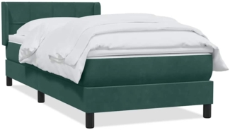 vidaXL Boxspringbett mit Matratze Dunkelgrün 80x210 cm Samt 3318096