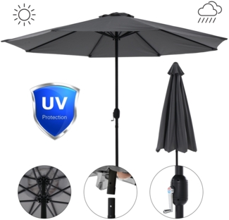 Sonnenschirm Marktschirm Ø3m grau Beleuchtung Strandschirm Gartenschirm UV