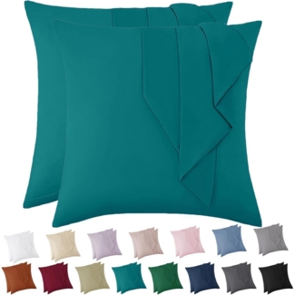 Vielit Kissenbezug 80x80 2er Set Petrol Mikrofaser Öko-Zertifikat