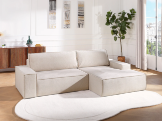 Vente-unique - Ecksofa mit Schlaffunktion - Ecke rechts - Strukturstoff - Beige - AMELIA