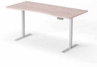 elektrisch höhenverstellbarer Schreibtisch CURVED 200 x 90 cm - Gestell Grau, Platte Walnuss