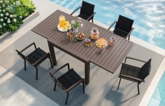 HOMALL Gartentisch Gartenanbautisch 80/160 cm,ausziehbarer Aluminiumtisch (ohne Stühle) (Mehrfach-Esstisch mit wetterfester und rostfreier Ausführung für Terrasse, Garten, Pool)