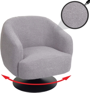 Lounge-Sessel HWC-J76, Cocktailsessel Sessel drehbar, Bouclé Stoff Metall ~ hellgrau