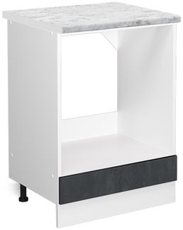 Herdumbauschrank R-Line Schwarz Beton 60 cm AP Marmor Vicco