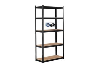 Arebos Schwerlastregal 180 x 90 x 40 cm | 875kg Tragkraft | 0,63 mm | 5 MDF-Platten Regal Lagerregal Kellerregal Steckregal Werkstattregal | Schwarz