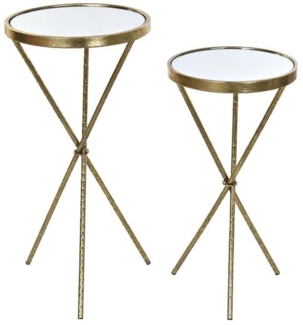 DKD Home Decor Set mit 2 Spiegeltischen, goldfarben, orientalisches Metall (35 x 35 x 71 cm) (2 Stück)