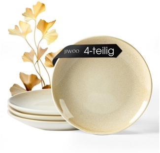 JIWOO Teller 4er,Ø19.5cm,Salatteller,Dessertteller,Frühstücksteller,Steakteller, (4 St), Keramik,Mikrowellen-und spülmaschinenfest,Glänzende ReaktivglasurØ19.5
