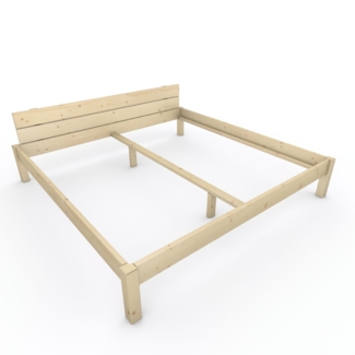 Pfostenbett "metallarm" Fichte Holzbett "Daybett" 200x200 cm 38cm Doppelbett